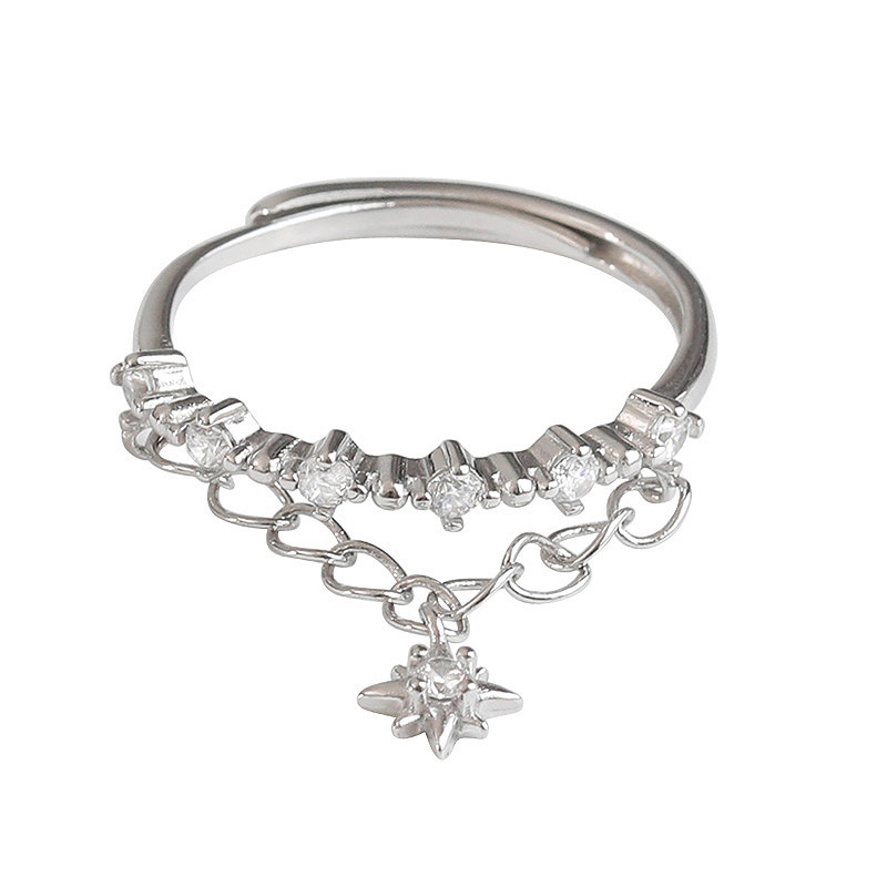 925 Silver Meteor Double Layer Chain Ring for Women - Elegant Light Luxury Accessory - Image 5