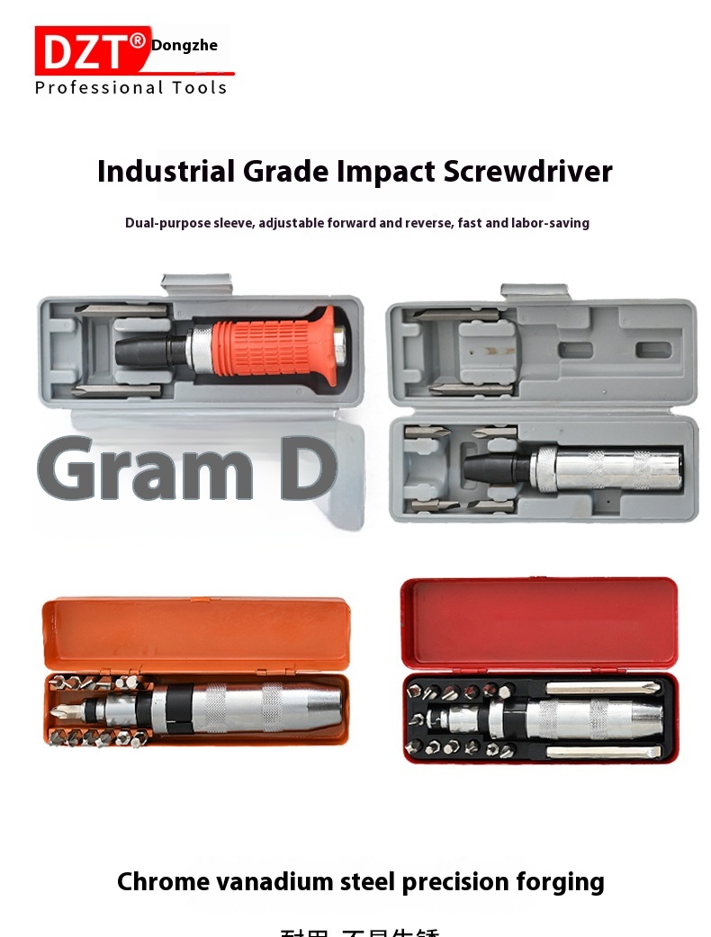14-Piece Impact Screwdriver Head Set for Machine Repair - Chrome Vanadium Steel Tools in Iron Box - Image 5