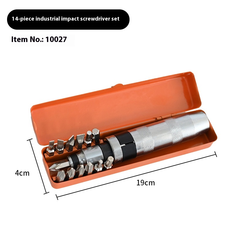14-Piece Impact Screwdriver Head Set for Machine Repair - Chrome Vanadium Steel Tools in Iron Box - Image 9