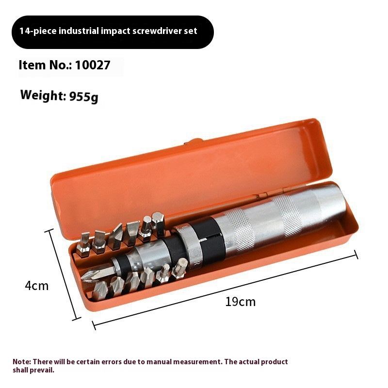 14-Piece Impact Screwdriver Head Set for Machine Repair - Chrome Vanadium Steel Tools in Iron Box - Image 13
