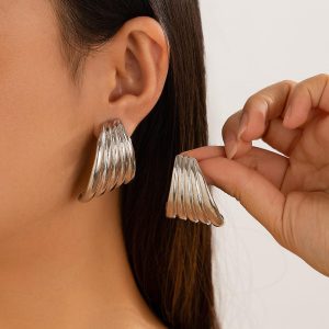 Eye-catching Irregular Water-Drop Earrings with Fan-Shaped Stripes