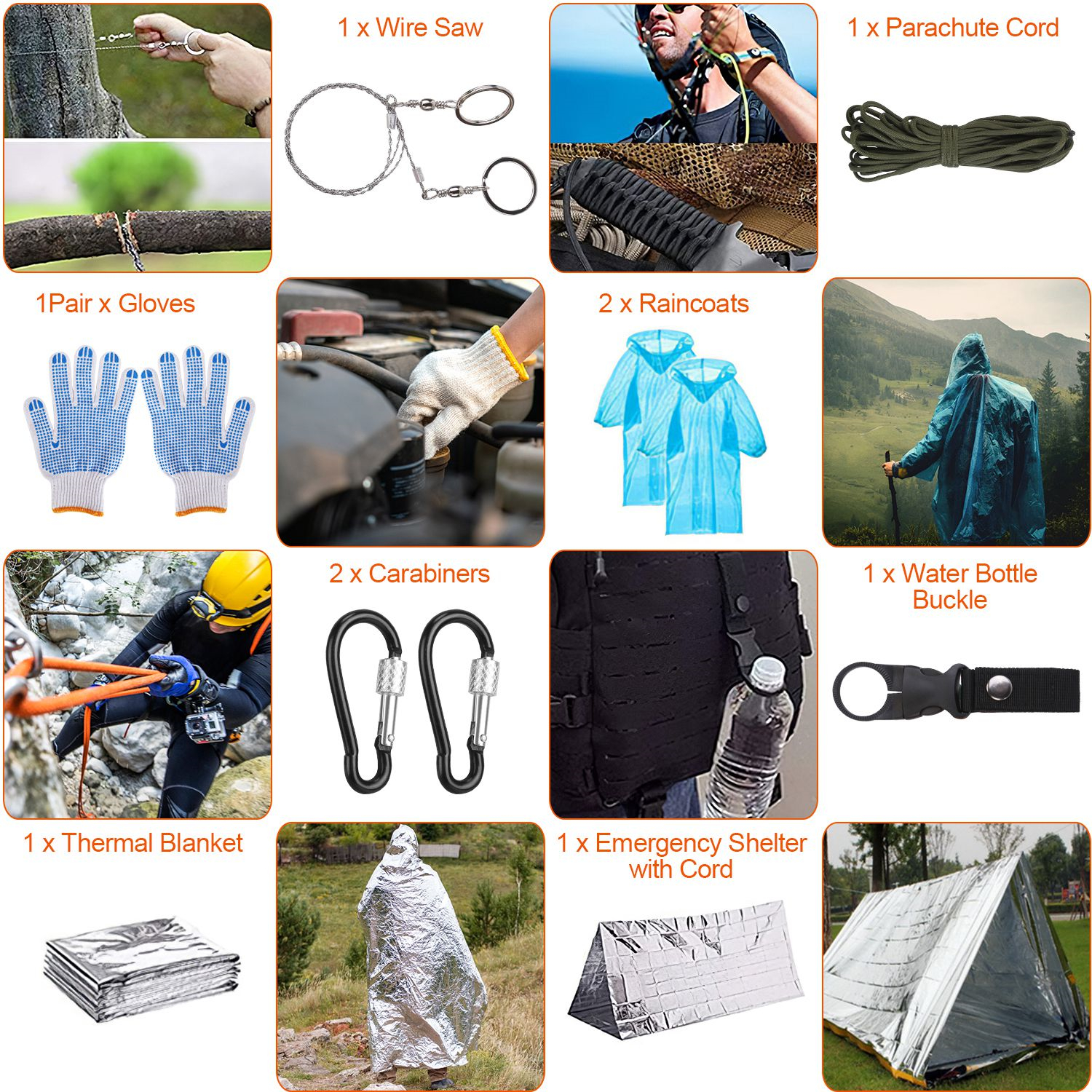 125 In 1 Survival Kit - Essential Professional Gear & First Aid Supplies for Tactical Hiking, Camping, Hunting, and Emergency Situations - Weekend Shipping Not Available - Image 6
