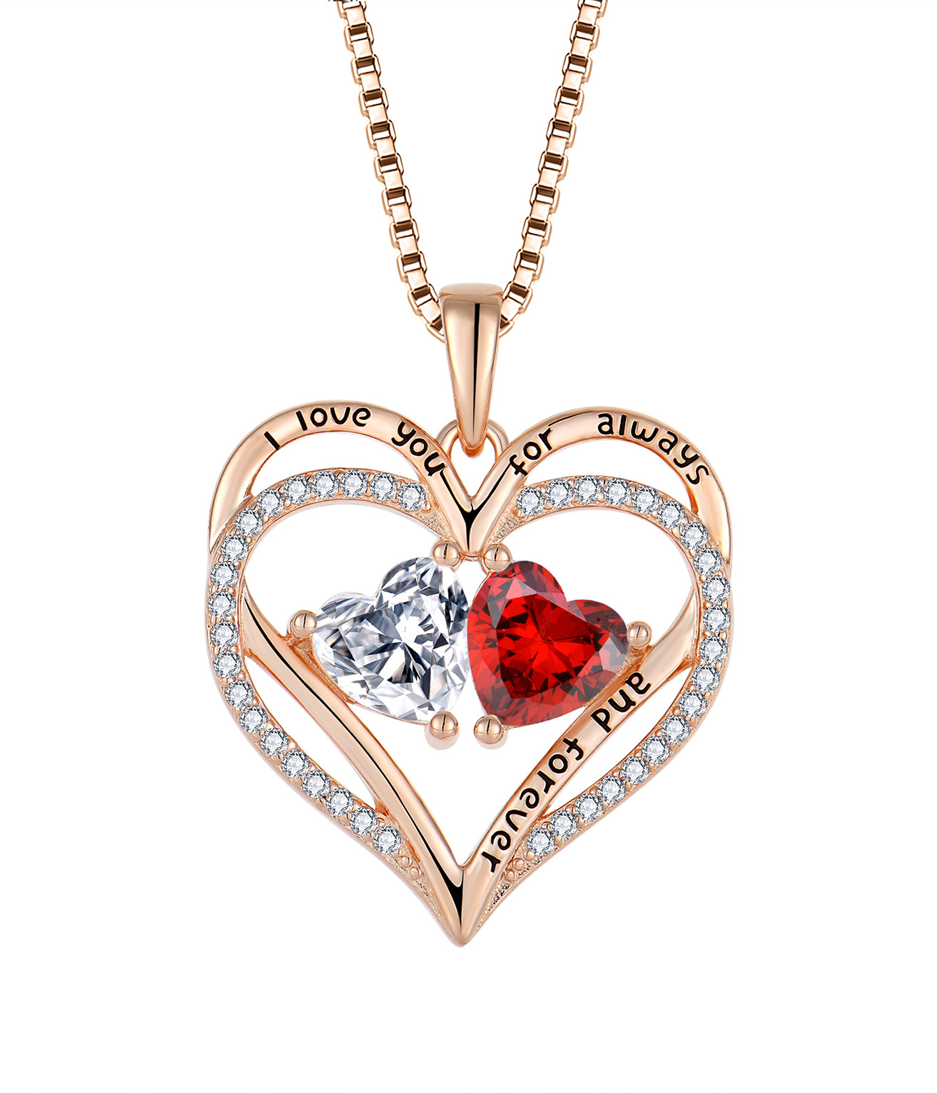 S925 Silver Double Heart Necklace with Rhinestones - Fashionable Valentine's Day Gift - Image 5