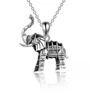 Sterling Silver Oxidized Elephant Pendant Necklace for Men & Women – Unique Jewelry Piece