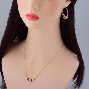 Vibrant Non-fading Colorful Beads Jewelry Set - Necklace & Earrings Duo