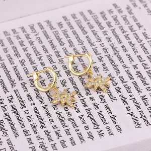 S925 Sterling Silver Creative Mini Eight-pointed Star Diamond Earrings - All-match Style