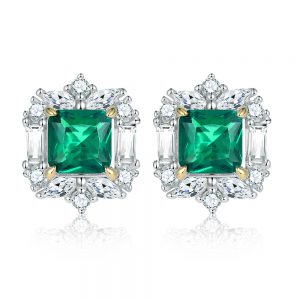 Heart-shaped Zircon Women's Stud Earrings in 925 Sterling Silver - Crown Design