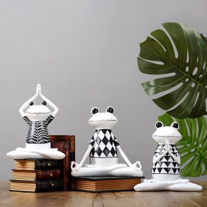 Yoga Frog Figurines - Charming Meditation Animal Ornaments for Home & Office Decor | Resin Statues for Living Room & Bedroom Interior Design