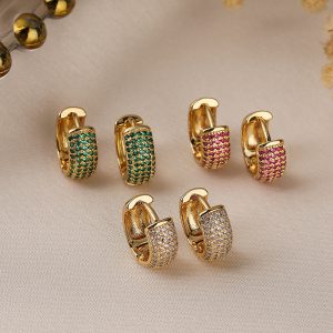 Copper Plated Real Gold Zircon Mini Earrings for Women - Stylish & Elegant