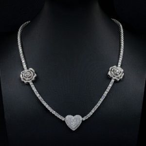 925 Silver Moissani Hip-Hop Personalized Rose Necklace Set - Stylish & Unique