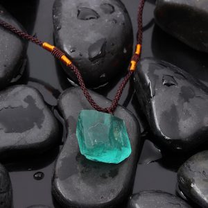 Natural Quartz Stone Necklace with Fluorite Pendant - Gemstone Clarity