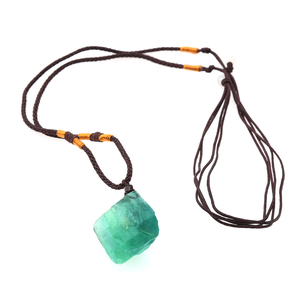 Natural Quartz Stone Necklace with Fluorite Pendant - Gemstone Clarity - Image 2