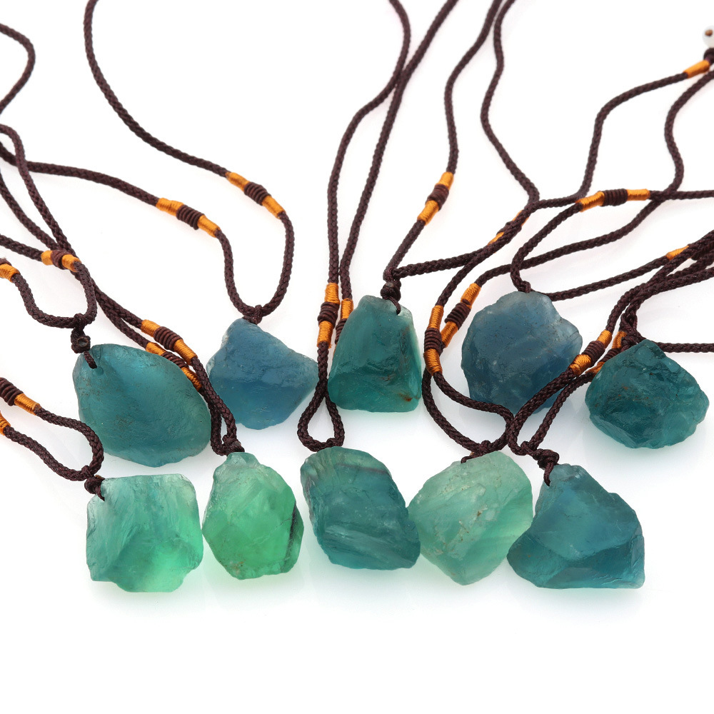 Natural Quartz Stone Necklace with Fluorite Pendant - Gemstone Clarity - Image 3