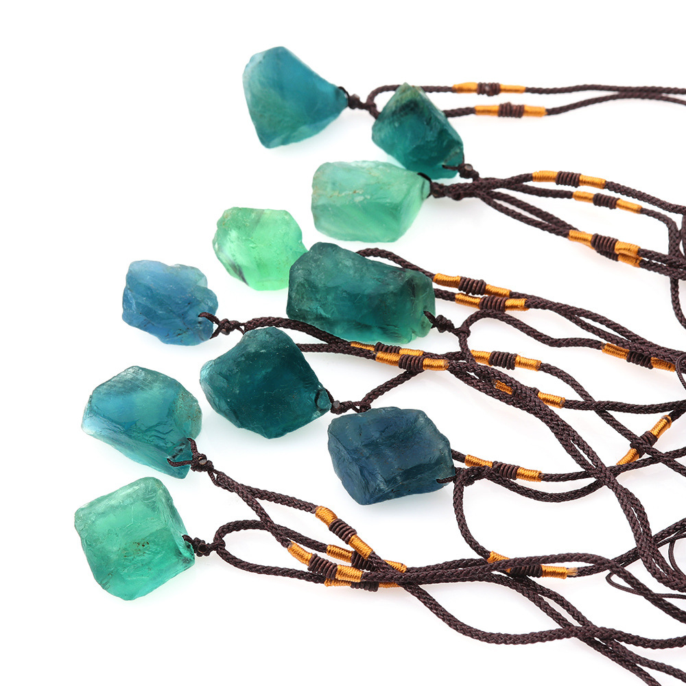 Natural Quartz Stone Necklace with Fluorite Pendant - Gemstone Clarity - Image 4