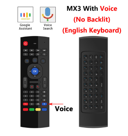 MX3 MX3-L Backlit Air Mouse T3 Smart Voice Remote Control - 2.4G RF Wireless Keyboard for X96 mini, KM9, A95X, H96 MAX Android TV Box