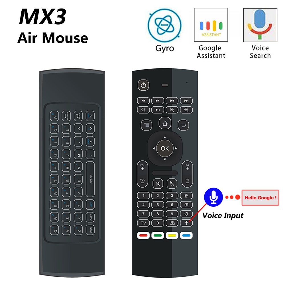MX3 MX3-L Backlit Air Mouse T3 Smart Voice Remote Control - 2.4G RF Wireless Keyboard for X96 mini, KM9, A95X, H96 MAX Android TV Box - Image 3