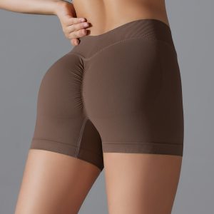 High Waist Knit Fitness Pants for Hip Raise - Tight Yoga Shorts