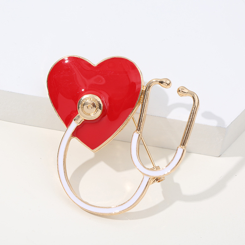 Gold Stethoscope Brooches - Romantic Jewelry Lapel Pins for Parties & Events - Image 2