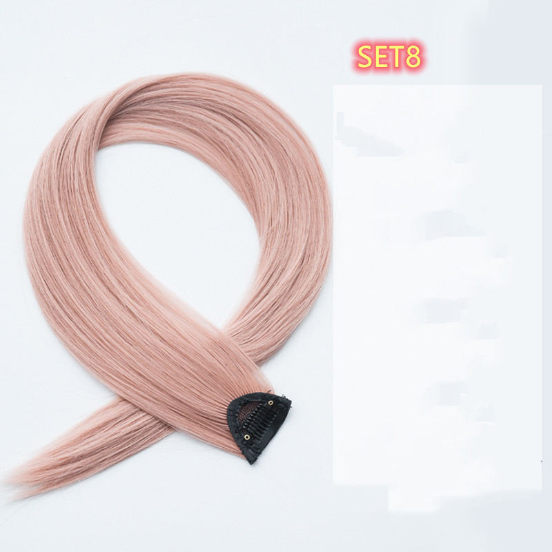 Gradient Color Straight Hair Extension - High Temperature Silk Curly Style