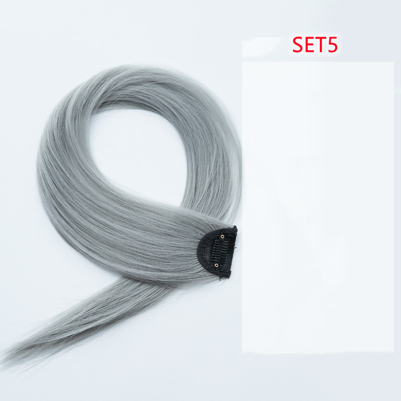 Gradient Color Straight Hair Extension - High Temperature Silk Curly Style - Image 4