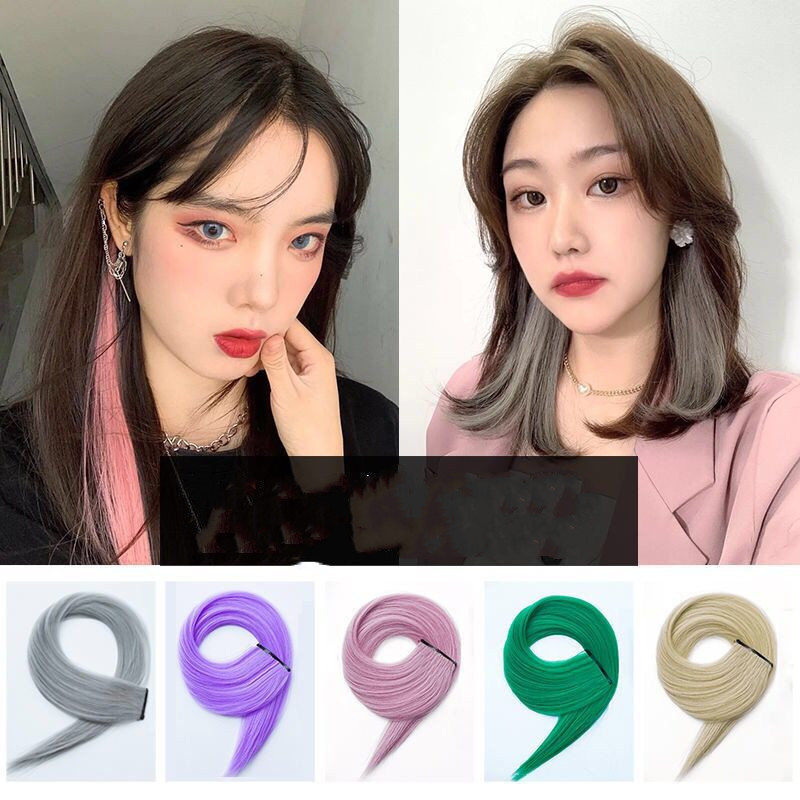 Gradient Color Straight Hair Extension - High Temperature Silk Curly Style - Image 10