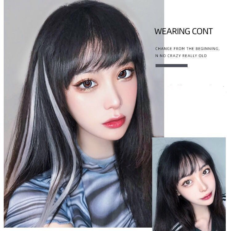 Gradient Color Straight Hair Extension - High Temperature Silk Curly Style - Image 11