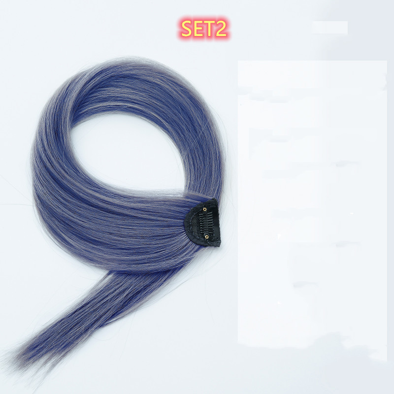 Gradient Color Straight Hair Extension - High Temperature Silk Curly Style - Image 13