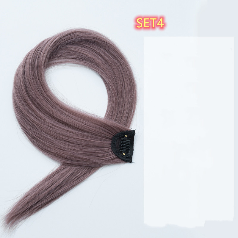 Gradient Color Straight Hair Extension - High Temperature Silk Curly Style - Image 14