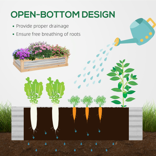 Outsunny Wooden Raised Garden Bed with Polycarbonate Greenhouse, 48 X 24 X 32, Flower Planter Cold Frame Protection, Natural - Image 10