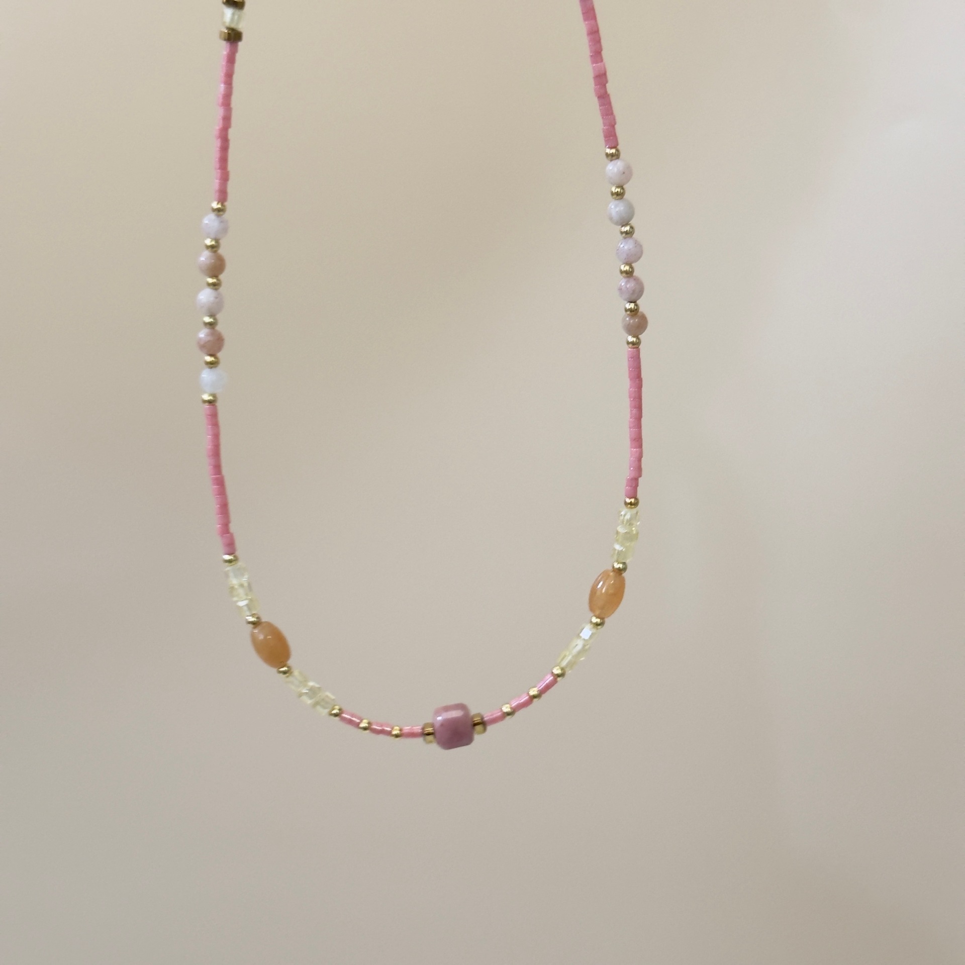 Natural Rose Stone Princess Beaded Sweater Chain - Elegant and Stylish Accessory - Image 4