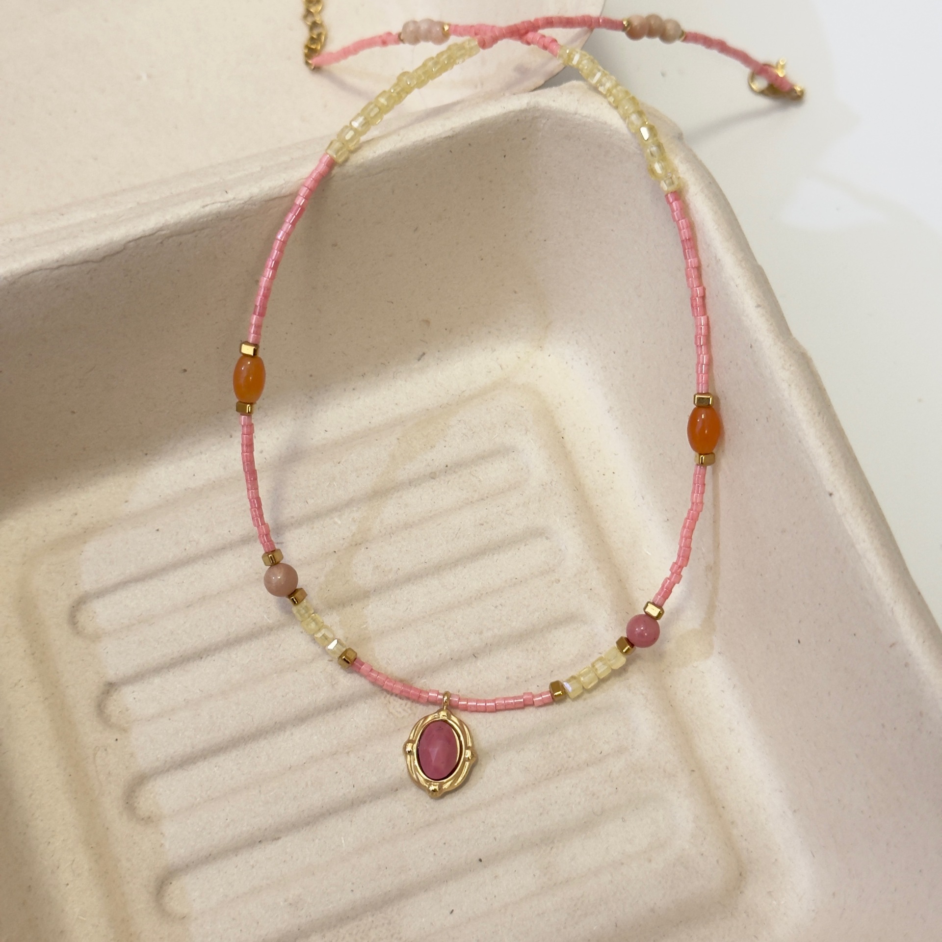 Natural Rose Stone Princess Beaded Sweater Chain - Elegant and Stylish Accessory - Image 6