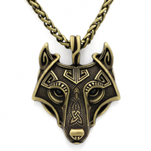 Asgard Norse Grey Wolf Head Pendant Necklace - Handcrafted Design