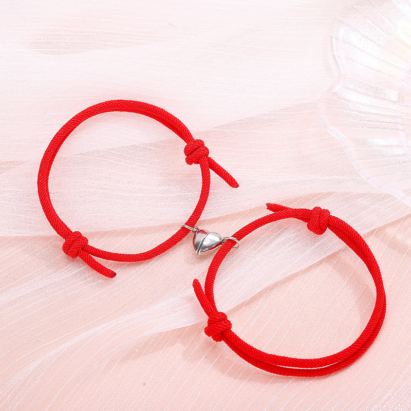 Simple Alloy Love Magnets: Charming Couple Bracelets for Attraction - Image 2