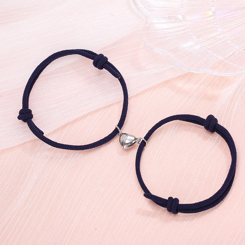 Simple Alloy Love Magnets: Charming Couple Bracelets for Attraction - Image 3