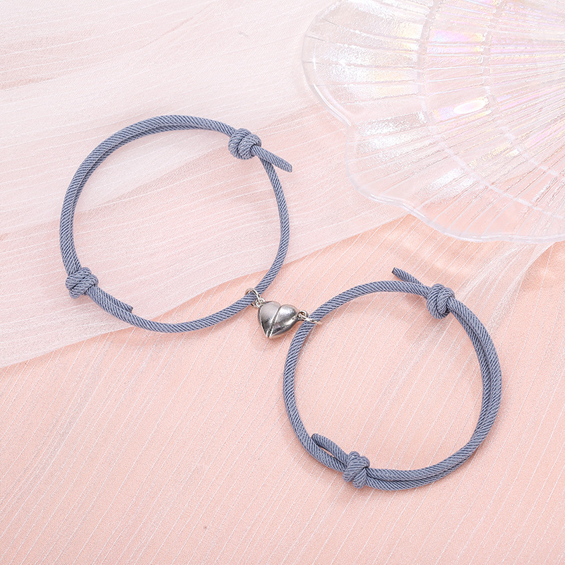 Simple Alloy Love Magnets: Charming Couple Bracelets for Attraction - Image 4