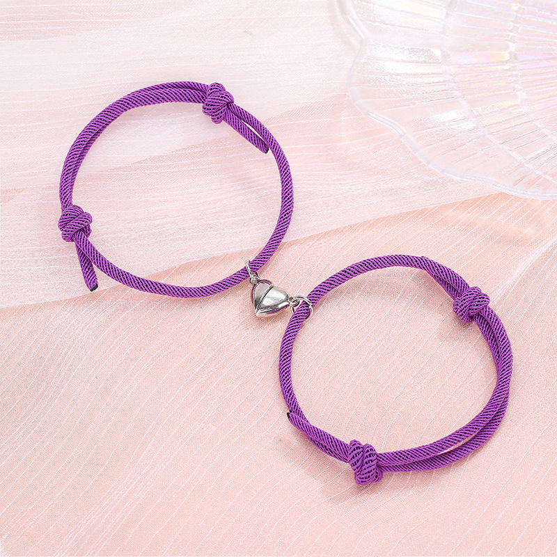 Simple Alloy Love Magnets: Charming Couple Bracelets for Attraction - Image 8