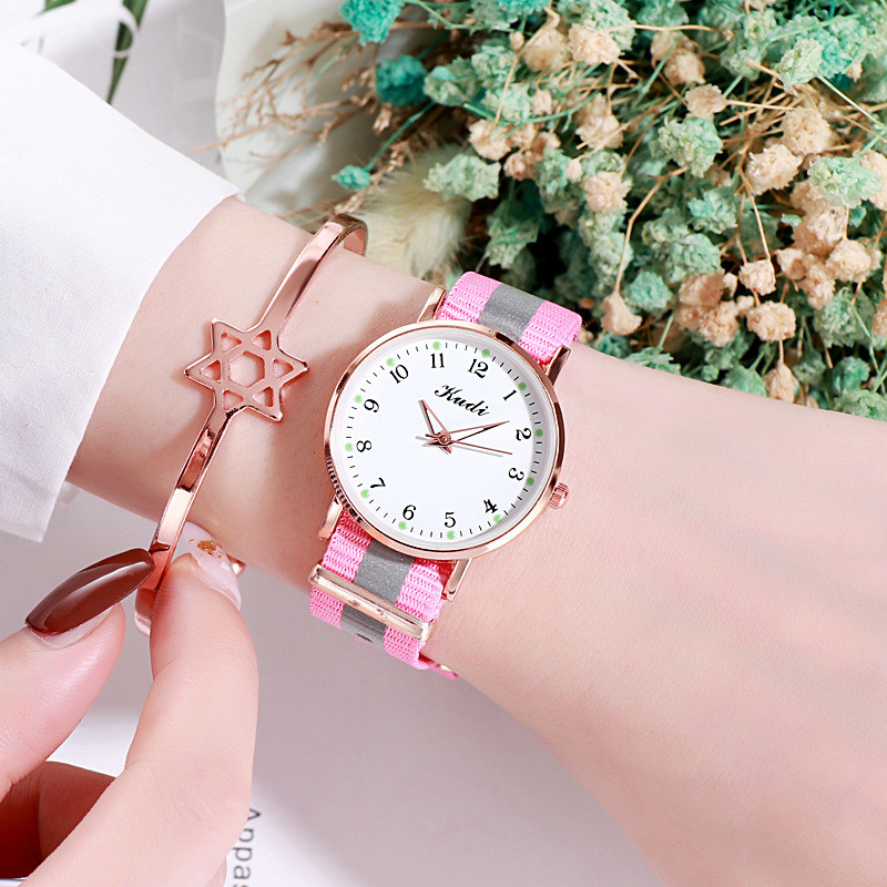 Luminous Starry Sky Watch for Women - Casual Rainbow Canvas Design - Image 11