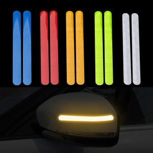 Car Reflective Rearview Mirror Warning Sticker - Night Safety Reflection Strip for Reversing, Anti-Collision Scratch Protection