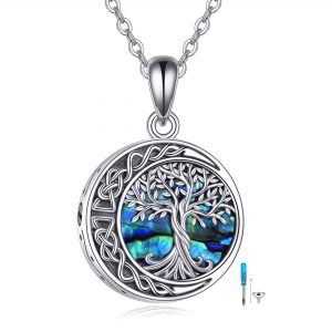 Tree of Life Urn Necklaces for Ashes - Sterling Silver Celtic Knot Cremation Jewelry | Moon Tree of Life Memory Pendant
