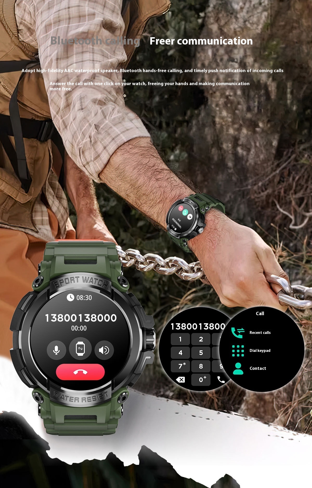 Bluetooth-Compatible Smart Watch with Calling, Heart Rate, Blood Pressure, Blood Oxygen & Sleep Monitoring