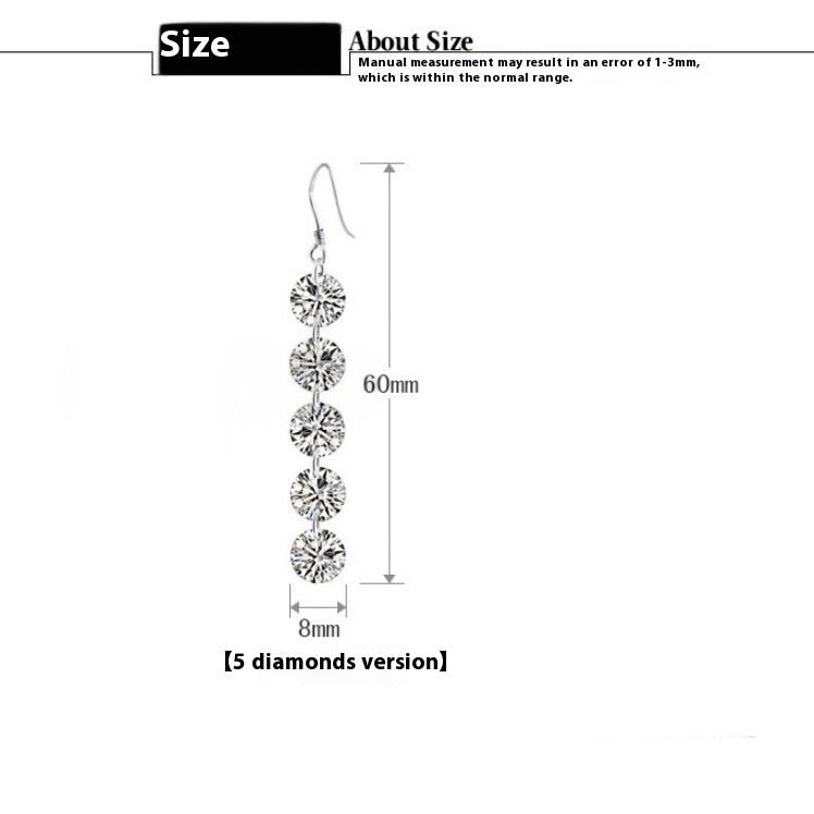 Five-Piece Diamond Long-Lasting Tassel Earrings for Stylish Elegance - Image 3