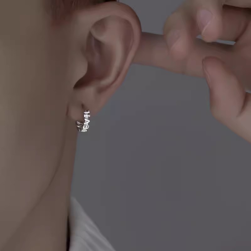 Sterling Silver Devil English Chain Earrings for Men - Stylish & Unique - Image 2