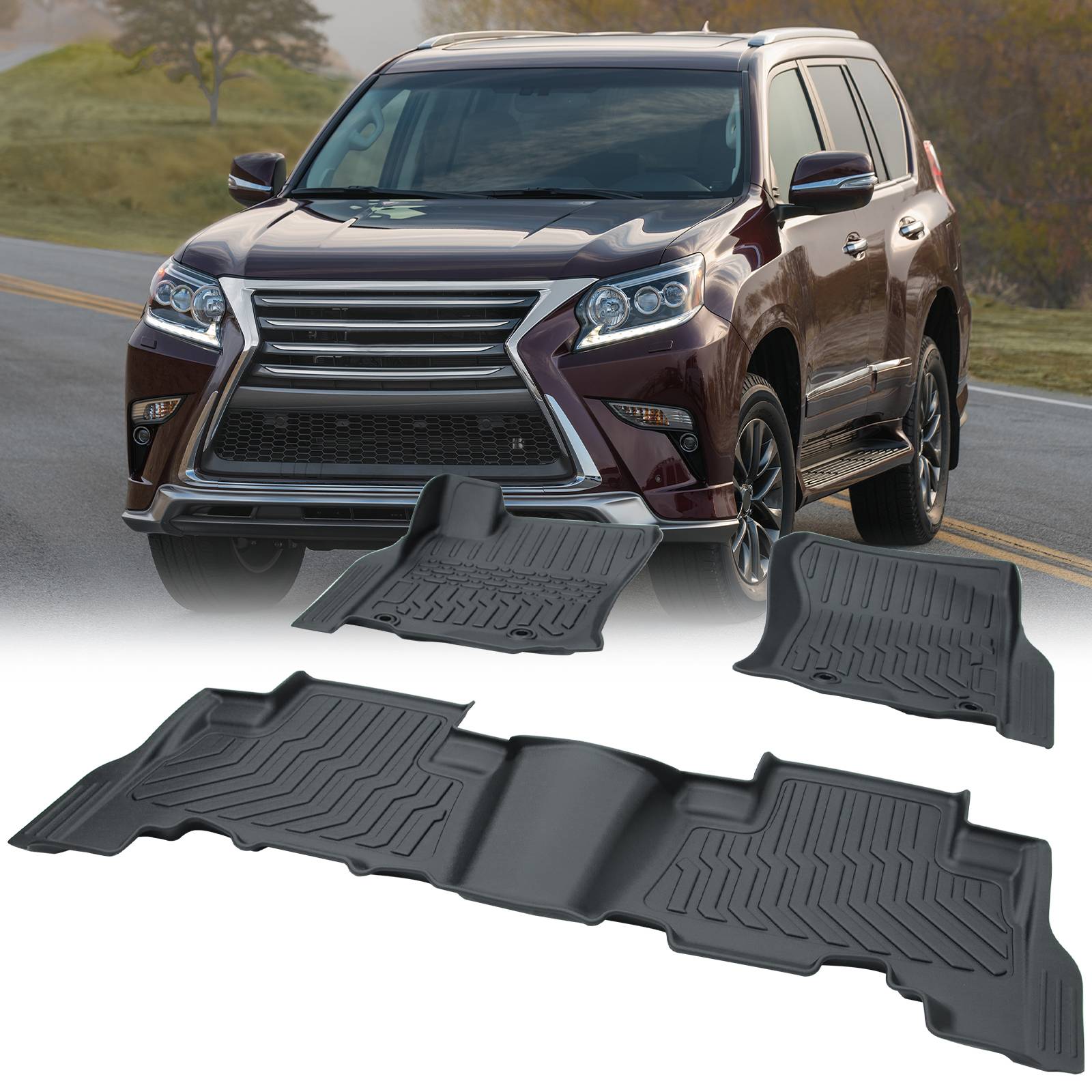 All-Weather Black TPE Rubber Car Floor Mats for 14-22 Lexus GX460 & 14-23 4Runner - Image 3