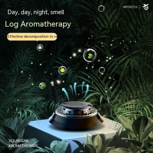 Portable Solar-Powered Kinetic Car Air Freshener - Double Ring Rotating Perfume Diffuser and Air Cleaner