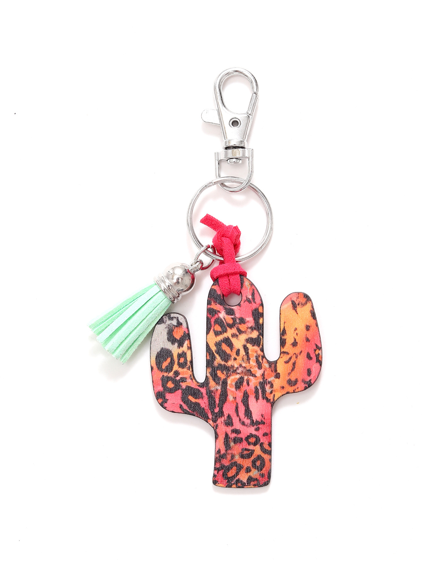 Leopard Flower Wooden Cactus Keychain - Unique and Stylish Accessory - Image 7