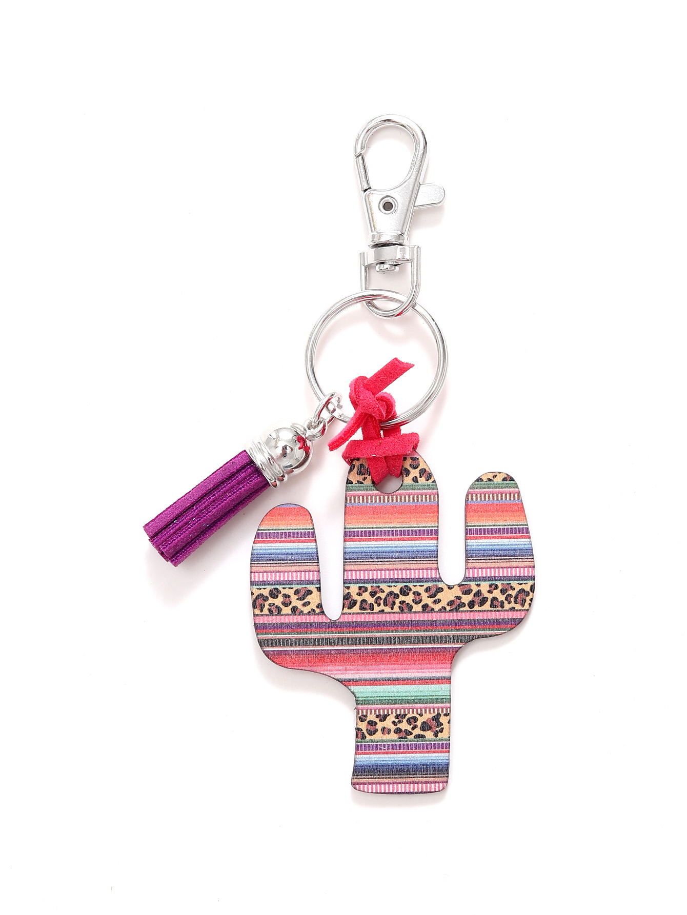 Leopard Flower Wooden Cactus Keychain - Unique and Stylish Accessory - Image 8