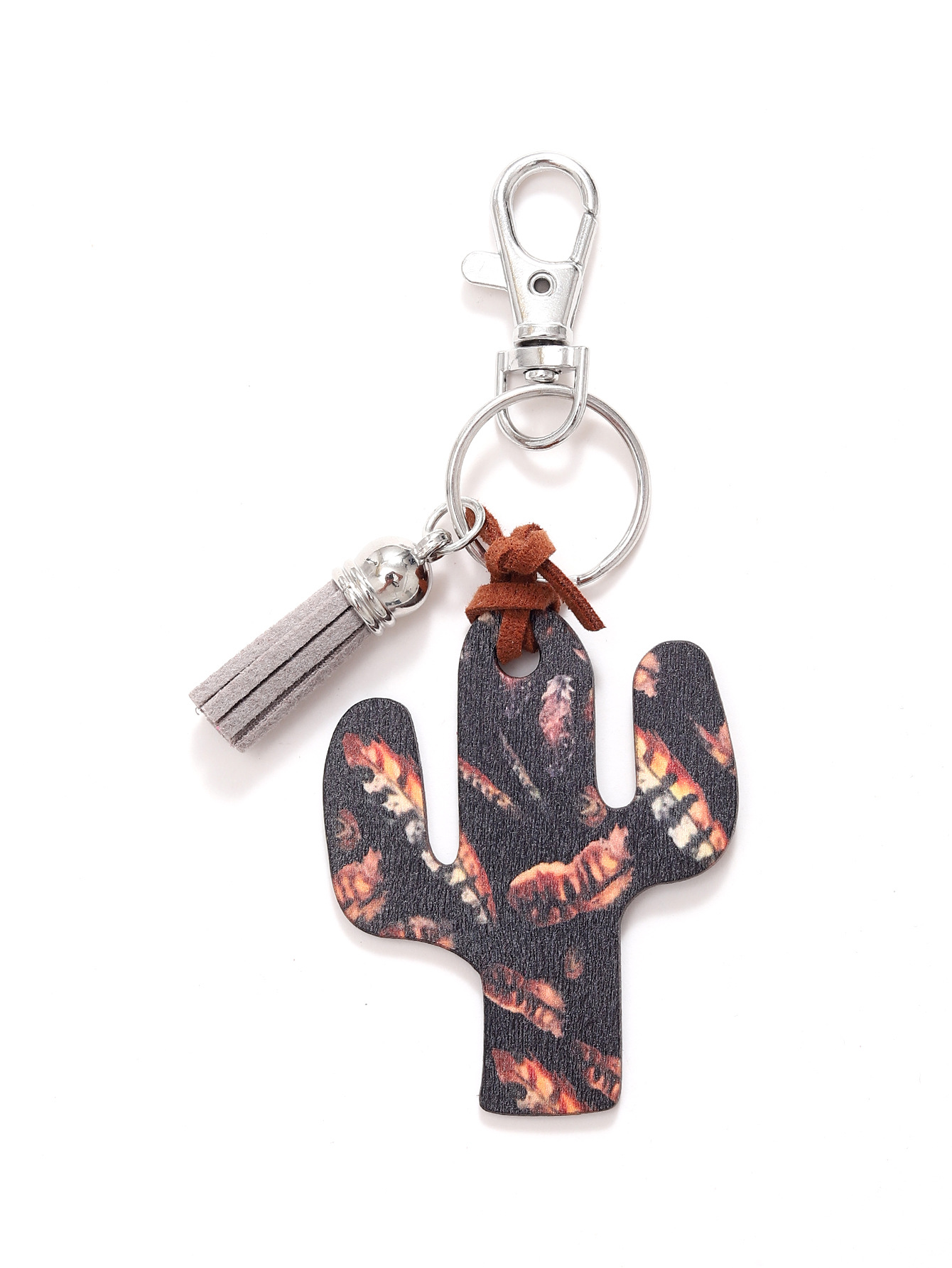 Leopard Flower Wooden Cactus Keychain - Unique and Stylish Accessory - Image 9