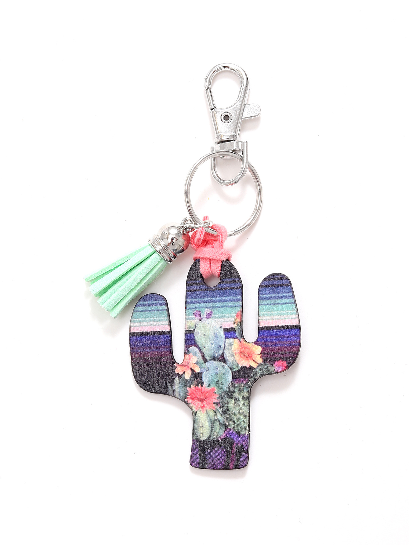 Leopard Flower Wooden Cactus Keychain - Unique and Stylish Accessory - Image 17