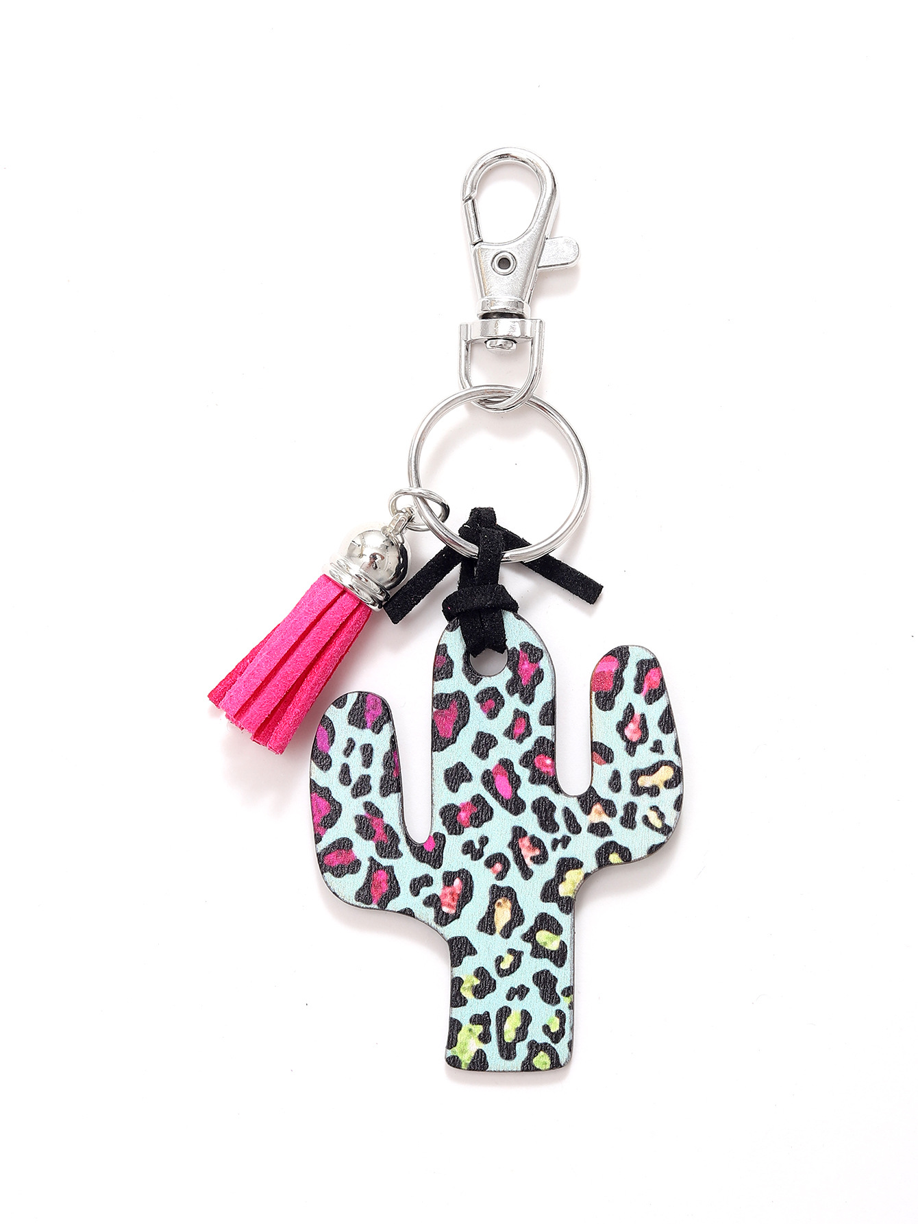 Leopard Flower Wooden Cactus Keychain - Unique and Stylish Accessory - Image 25