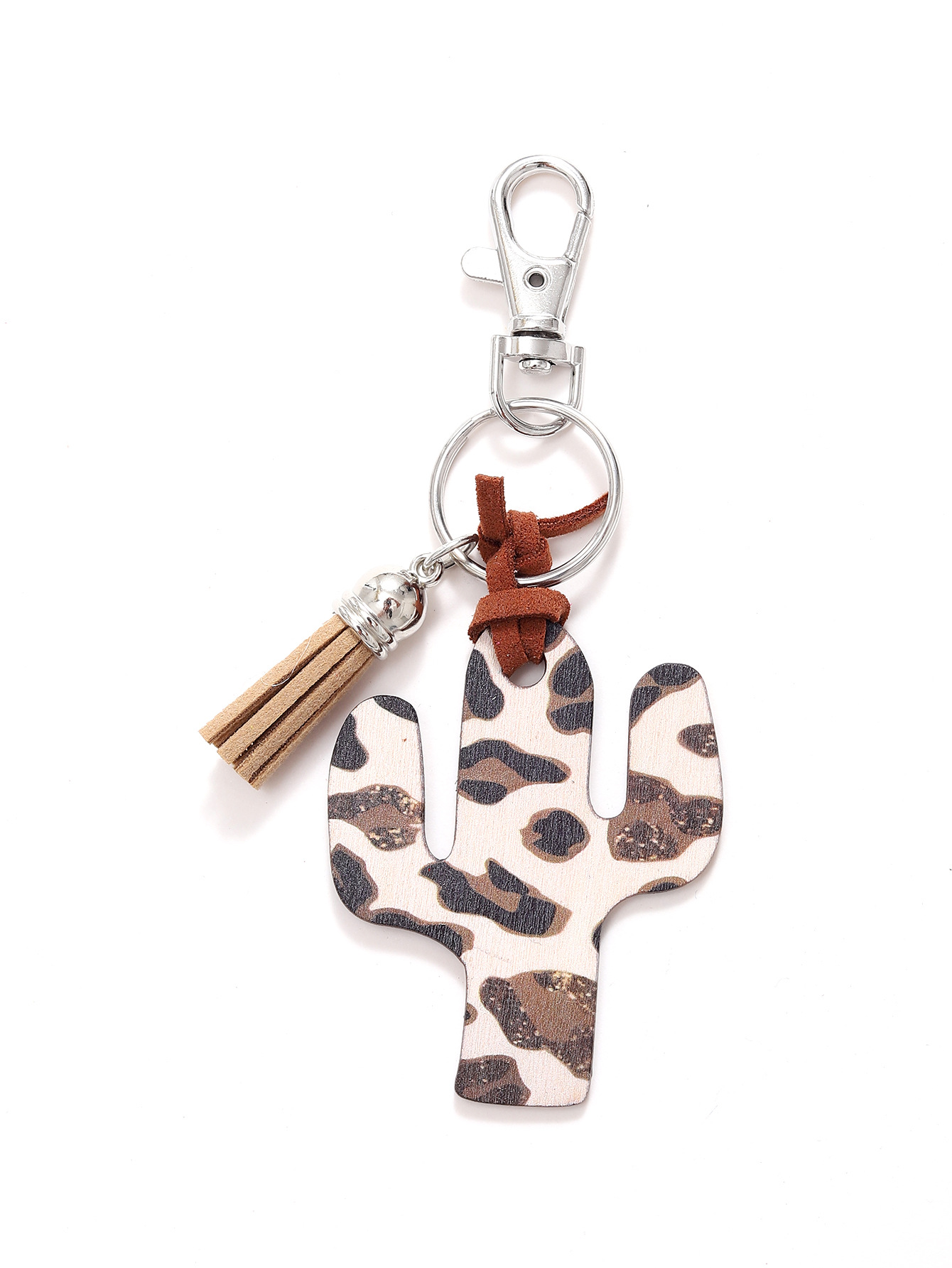 Leopard Flower Wooden Cactus Keychain - Unique and Stylish Accessory - Image 26